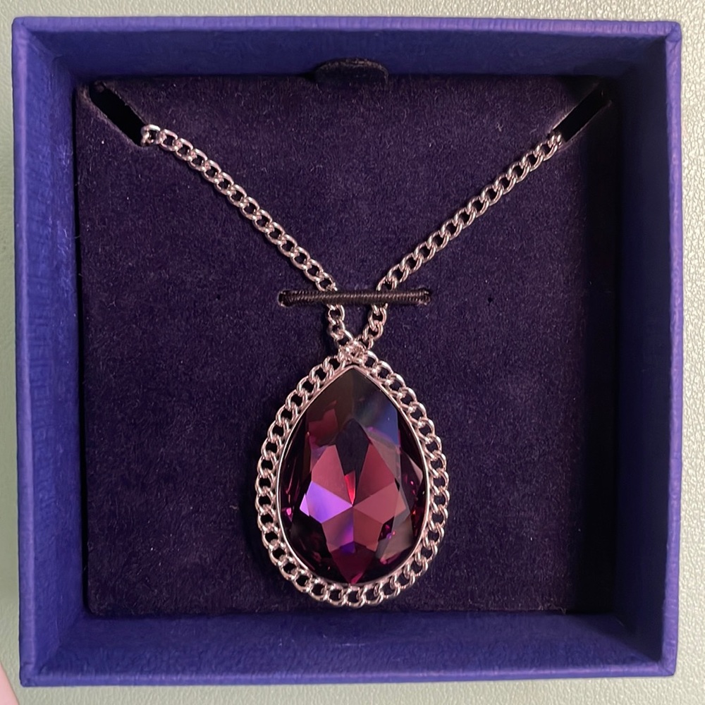 NWT Swarovski Pendant Necklace with Purple Crystal